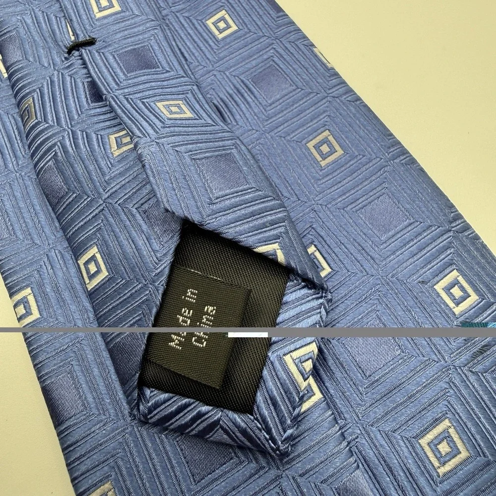 Michael Kors Blue Geometric Squares 100%‎ Silk Men's  Tie 58